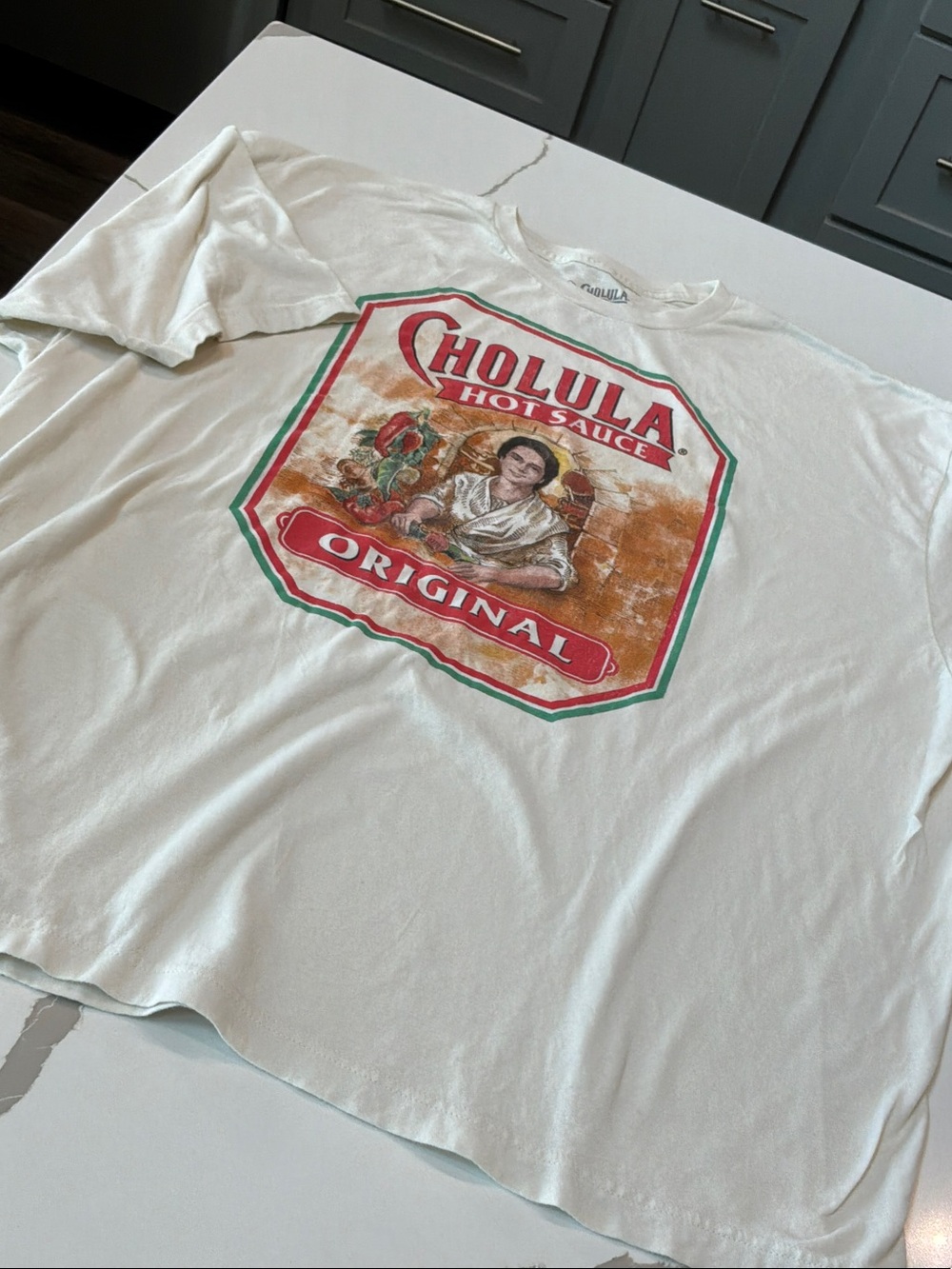 Cholula Hot Sauce 3XL 54/56 Men’s Graphic Tee - White with Red & Green Logo